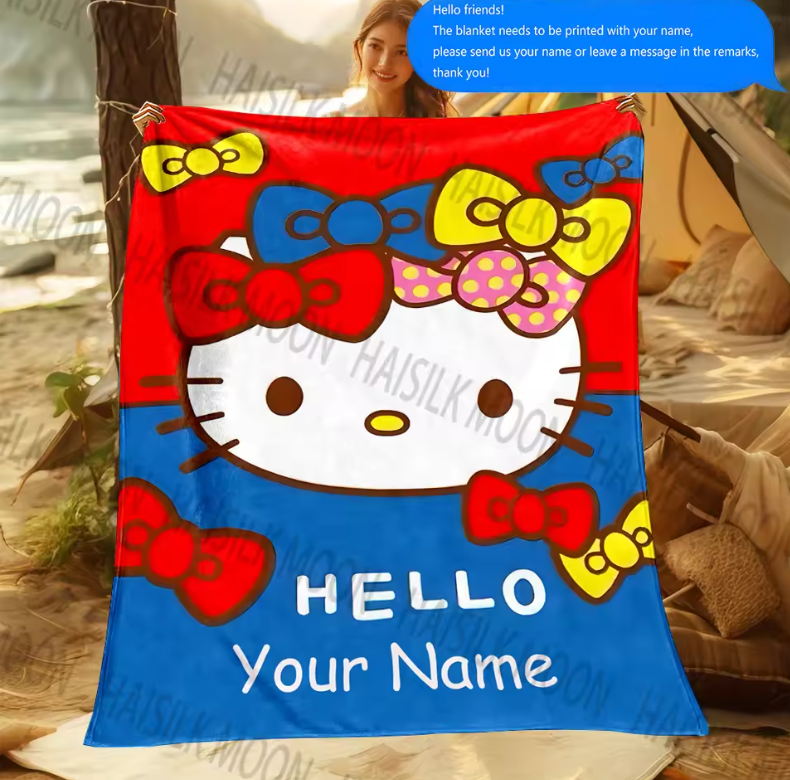 Hello Kitty Plush Custom Blanket King Size