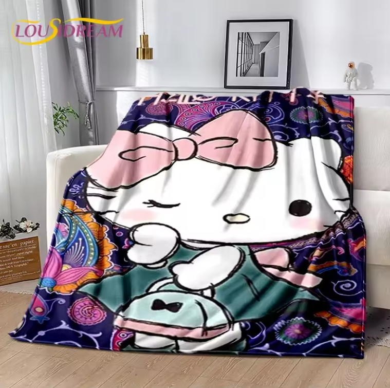 Summer Hello kitty Flannel Blanket
