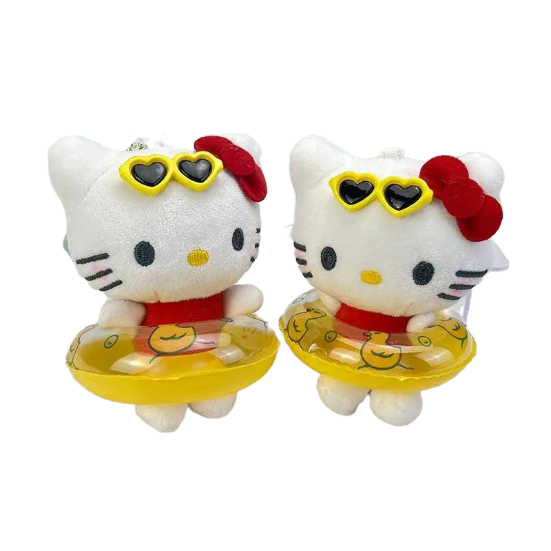 Plush Hello Kitty Hawaiian Keychain With Ring