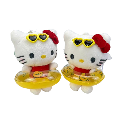 Plush Hello Kitty Hawaiian Keychain With Ring 2