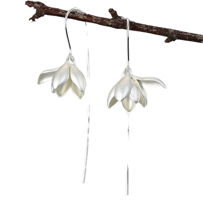 Elegant Magnolia Flower Dangle Earrings