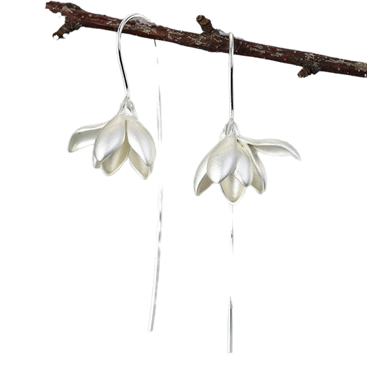 Elegant Magnolia Flower Dangle Earrings