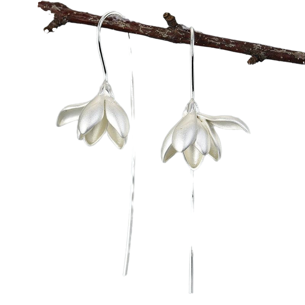 Elegant Magnolia Flower Dangle Earrings