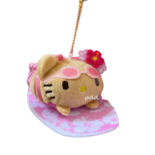 Black Skin Surfing Hello Kitty Keychain