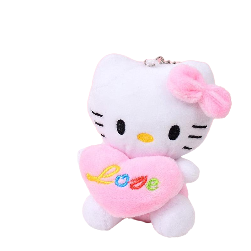 Hello Kitty Holding Heart Plush Keychain