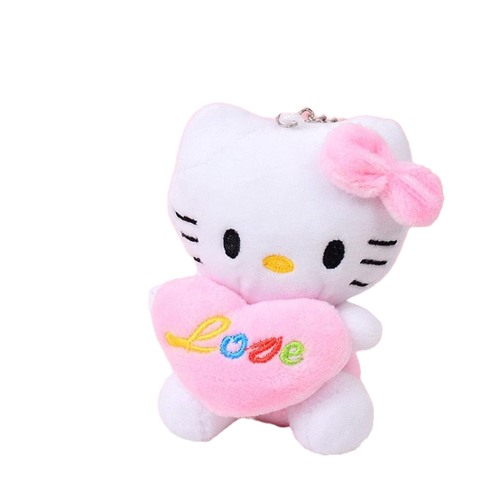 Hello Kitty Holding Heart Plush Keychain