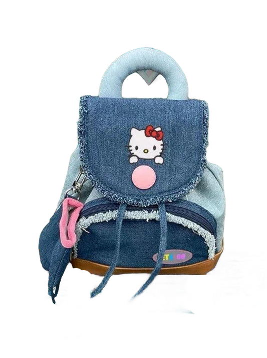 Hello Kitty Button Denim Bag | Stylish & Durable | Cute