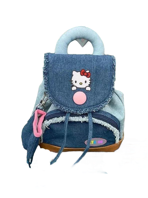 Hello Kitty Button Denim Bag | Stylish & Durable | Cute
