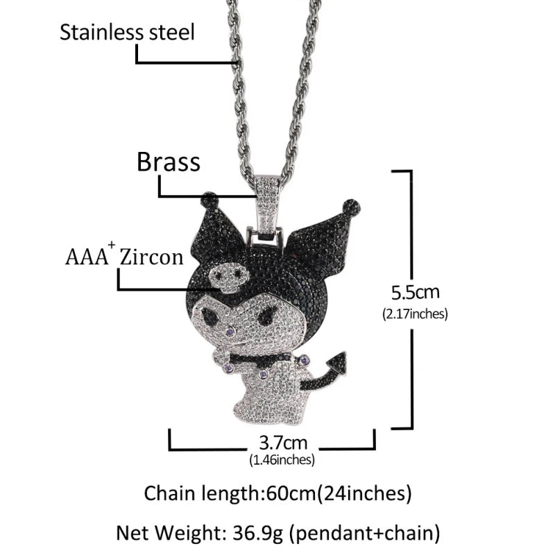 Kuromi Hip Hop Iced Out Necklace