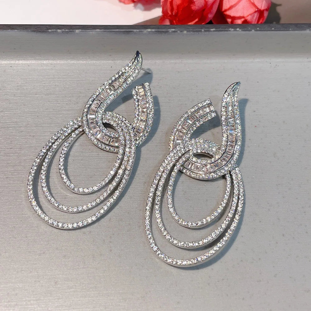 Cubic Zirconia Bridal Drop Earrings