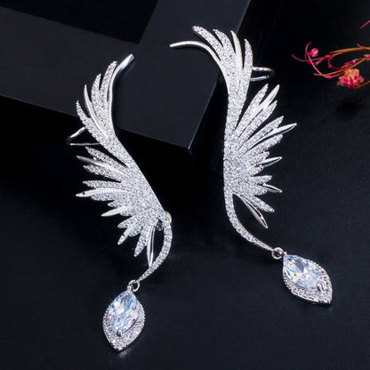 Luxury Feathers Zirconia Ear Cuff Earrings