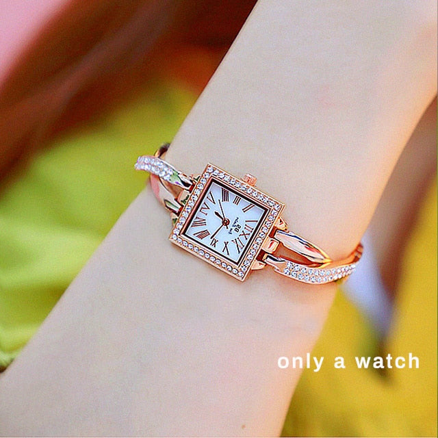 Women Square Rhinestones Watch Set