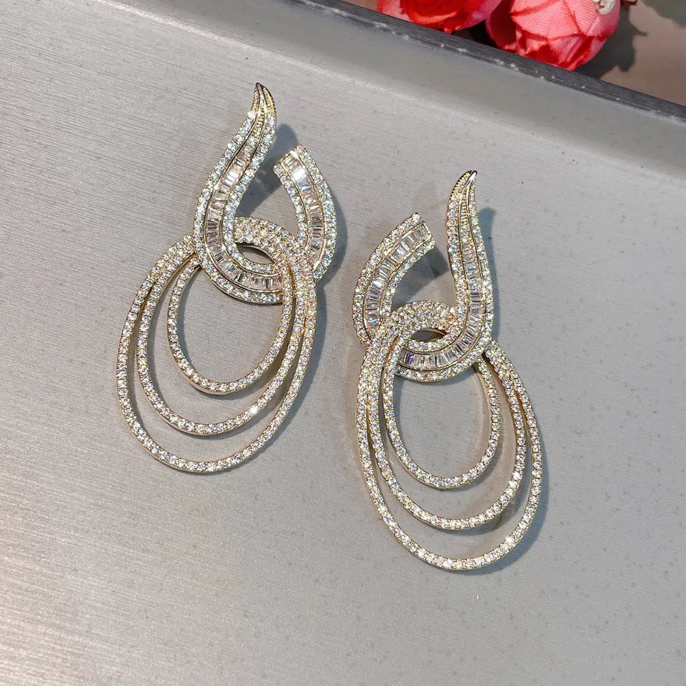 Cubic Zirconia Bridal Drop Earrings