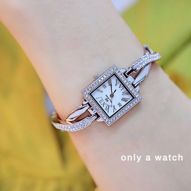 Women Square Rhinestones Watch Set