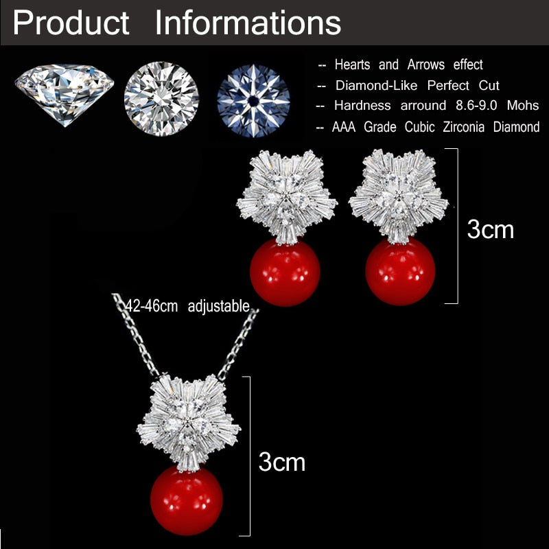 Cubic Zircon Flower Pearl  Set