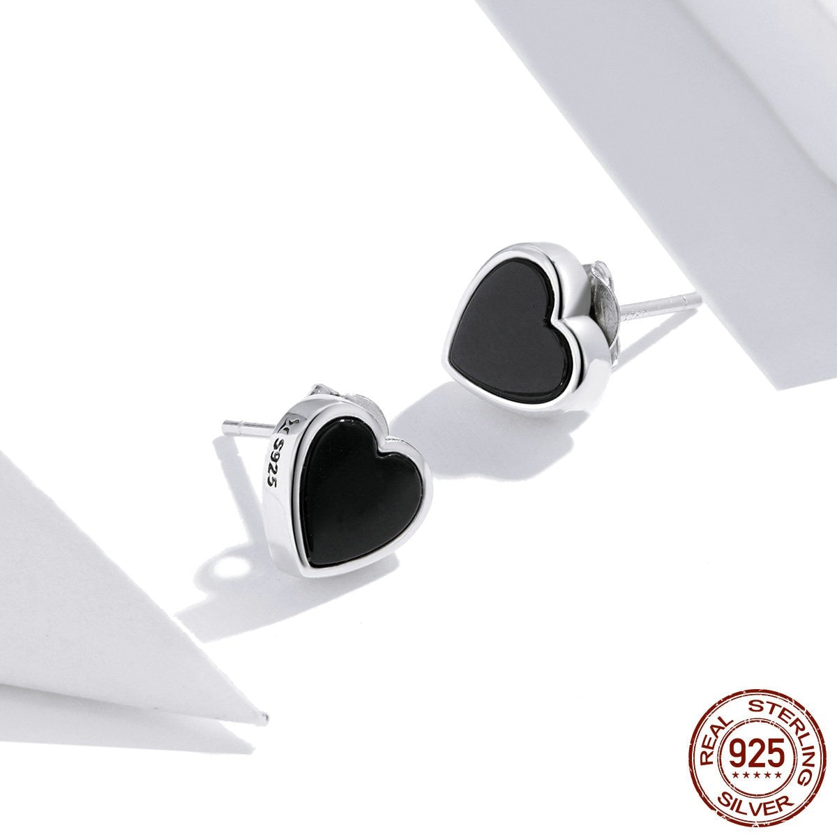 Black Heart Stud Earrings