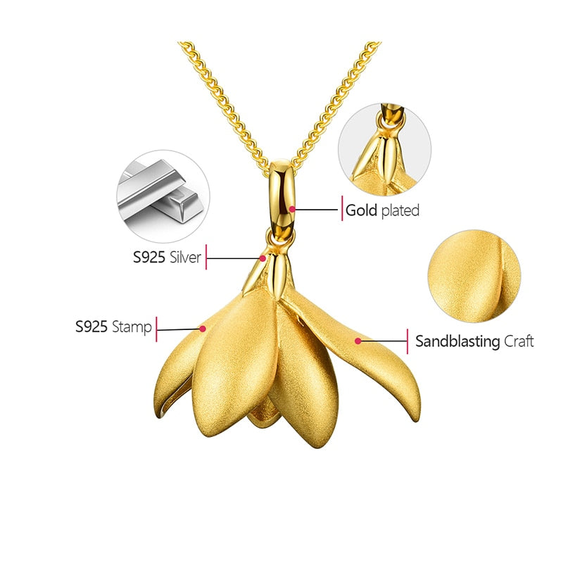 Elegant Magnolia Flower Pendant without Necklace