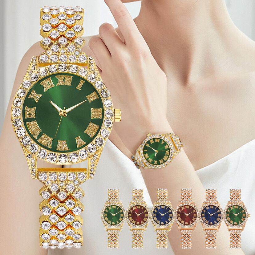 Hip Hop Iced Out Watch for Women Bracelet Set