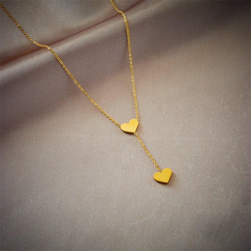 Golden Red Heart Necklace