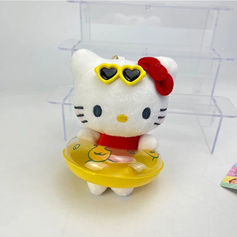 Plush Hello Kitty Hawaiian Keychain With Ring