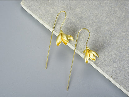 Elegant Magnolia Flower Dangle Earrings