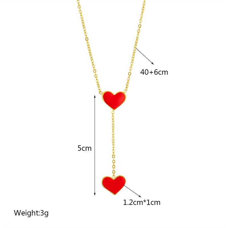 Golden Red Heart Necklace