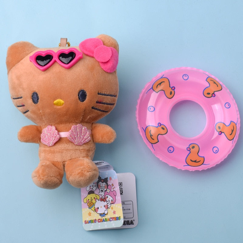 Plush Hello Kitty Hawaiian Keychain With Ring