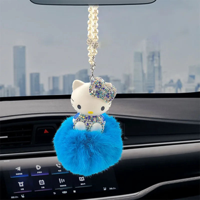 Cute Rhinestone Hello Kitty Car Pendant