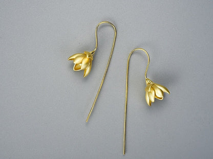 Elegant Magnolia Flower Dangle Earrings