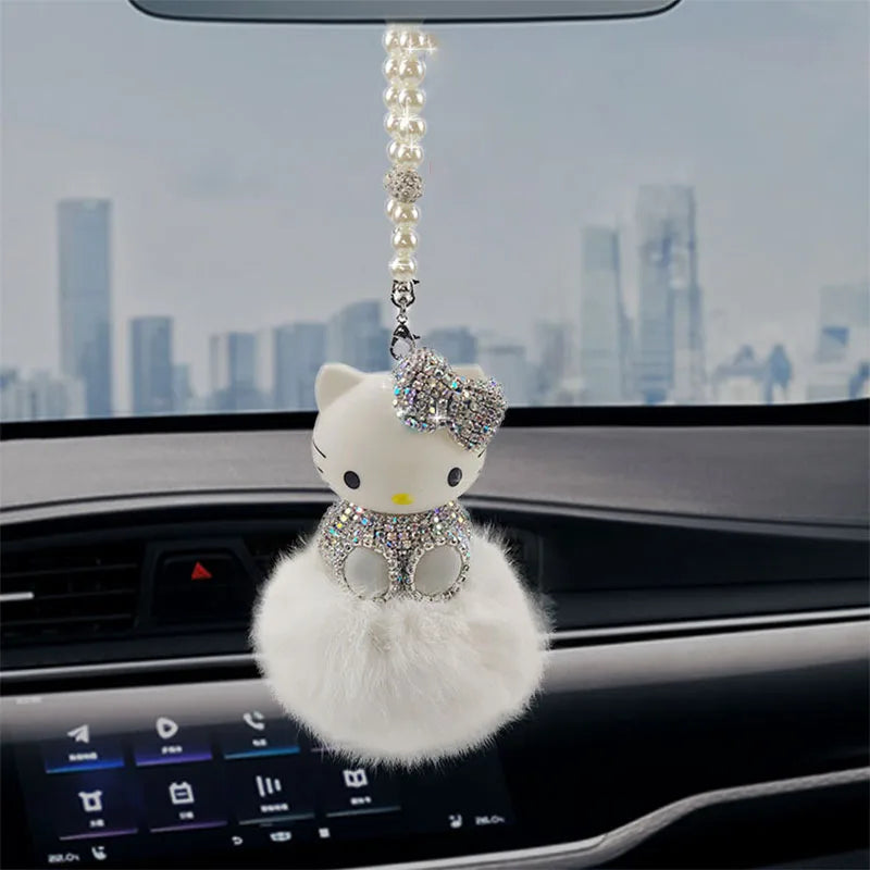 Cute Rhinestone Hello Kitty Car Pendant