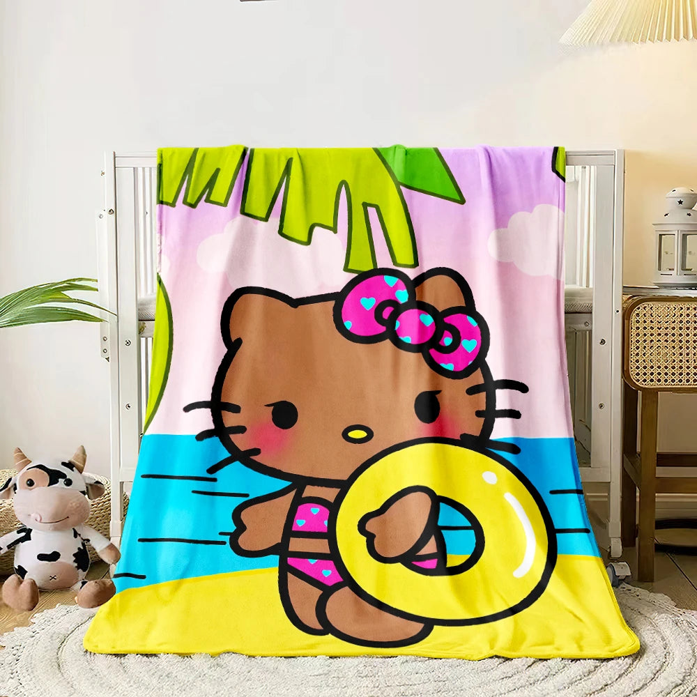 Summer Hello kitty Flannel Blanket