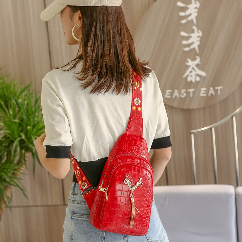 Women's Leather Chest Backpack Sling Bags