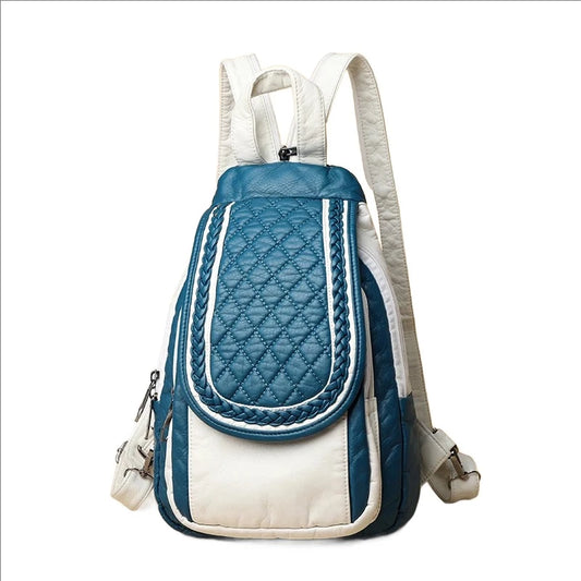 Blue and white back pack