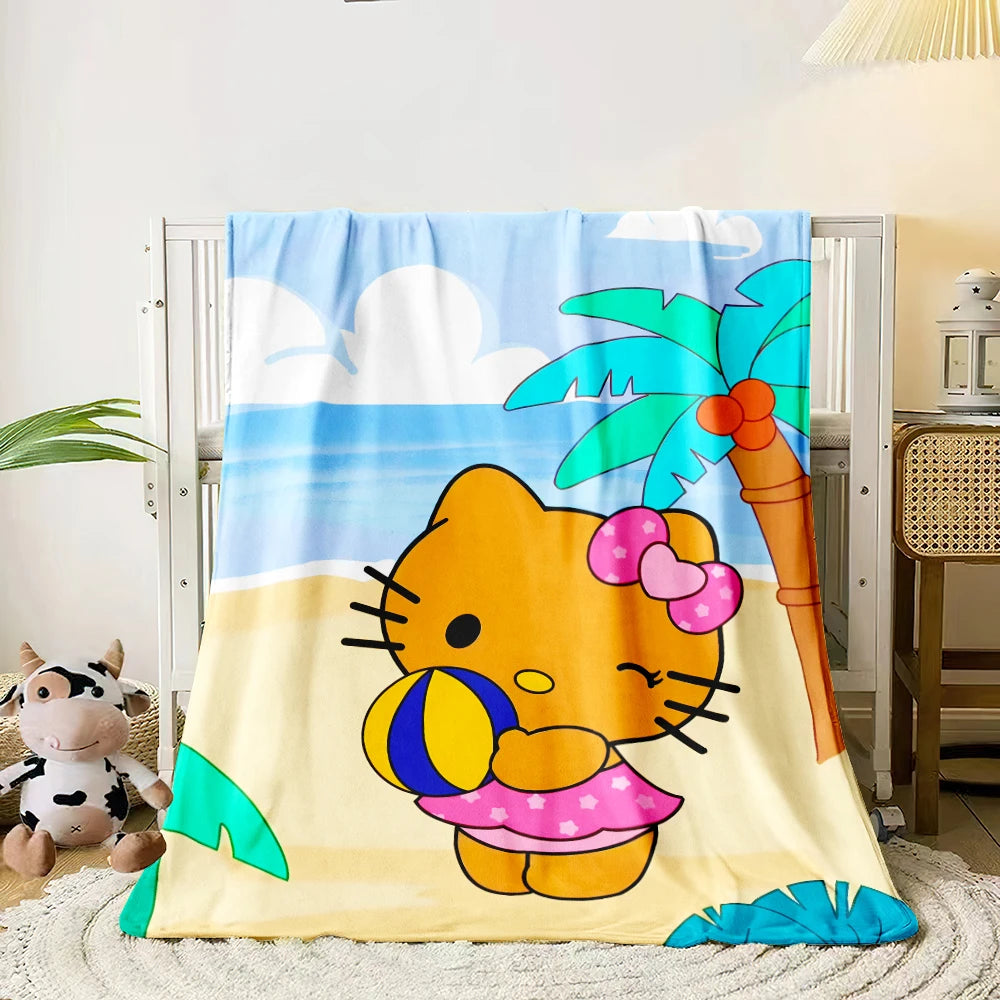 Summer Hello kitty Flannel Blanket