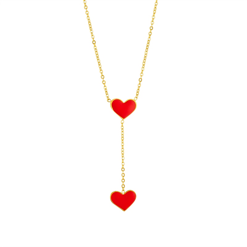 Golden Red Heart Necklace