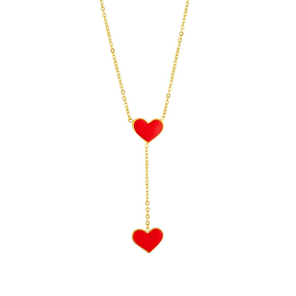 Golden Red Heart Necklace