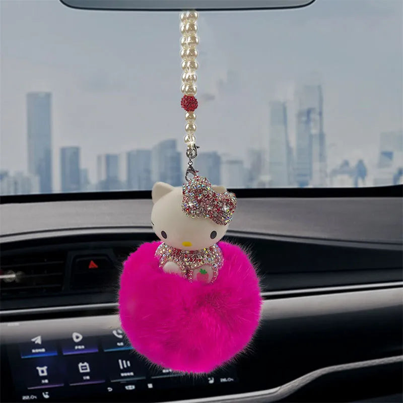 Cute Rhinestone Hello Kitty Car Pendant