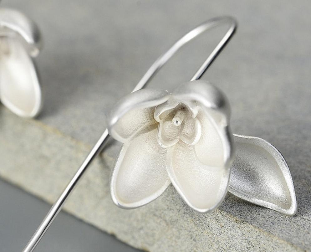 Elegant Magnolia Flower Dangle Earrings