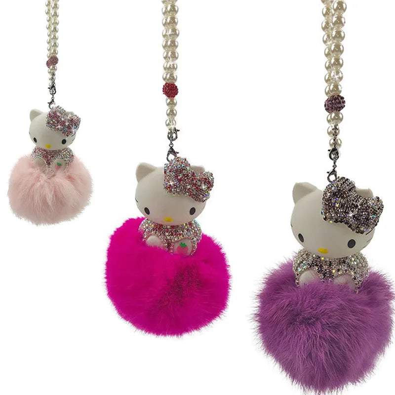 Cute Rhinestone Hello Kitty Car Pendant