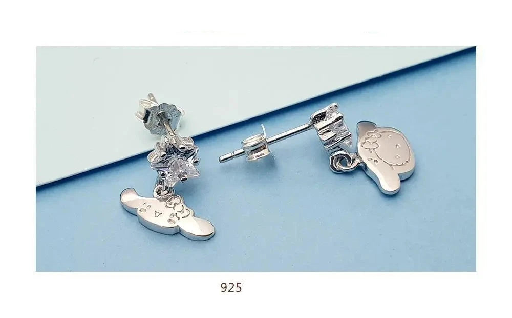 Cinnamoroll Hello Kitty Silver Earrings