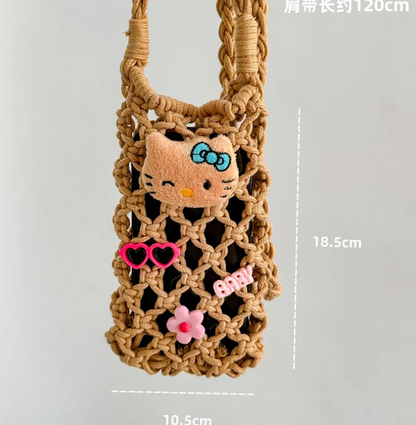 Hawaiian Hello Kitty Straw Woven Bag | Cute Tote | Summer Style