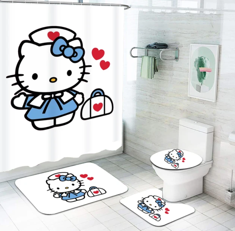 Hello Kitty Shower Curtain Set & Bathroom Accessories