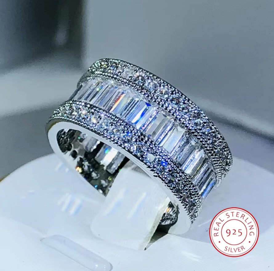 Wedding Sparkling Ring | Cubic Zirconia Silver Ring | Wedding Jewelry