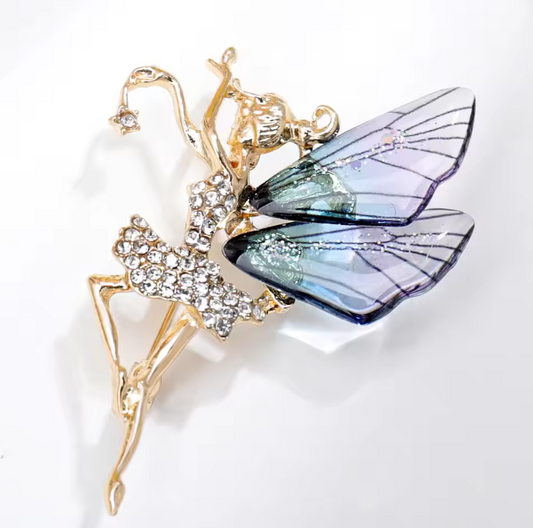 Angel Wings Brooch blue
