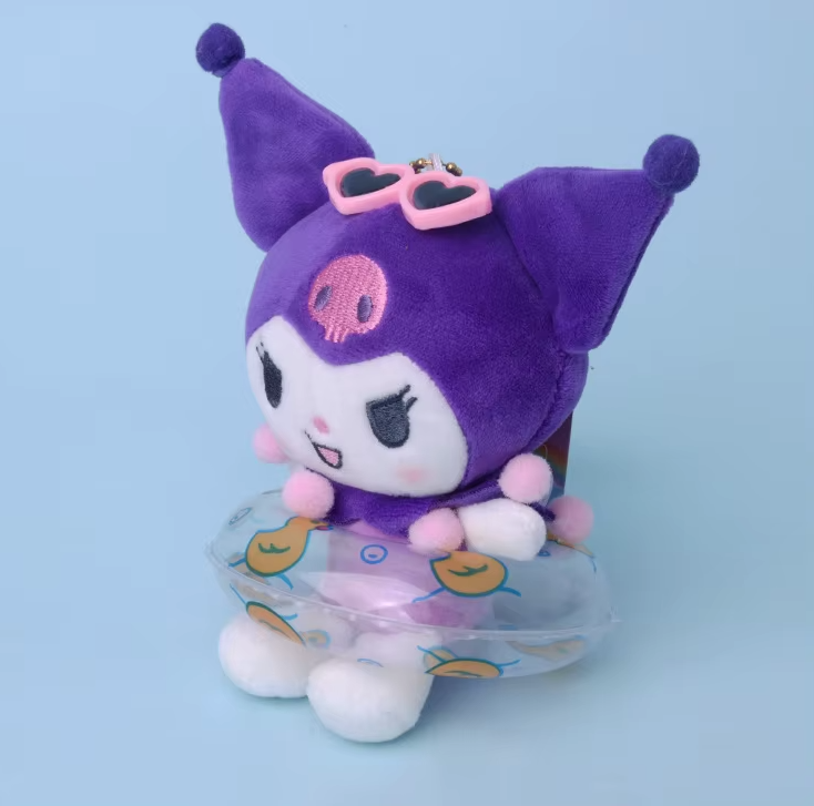 Sanrio Plush Keychain With Ring kuromi side