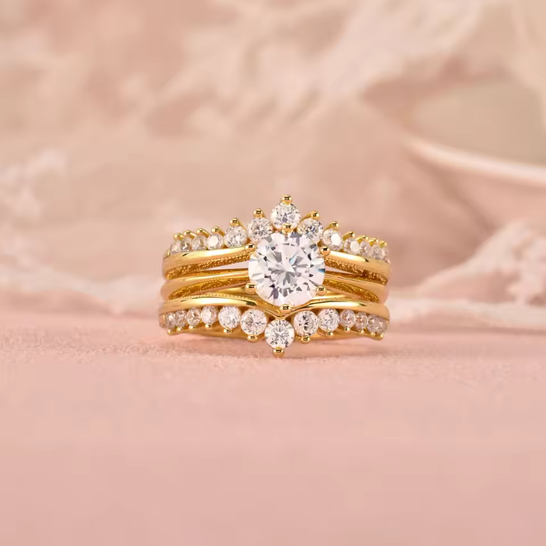 Moissanite Vintage Stackable Wedding Rings