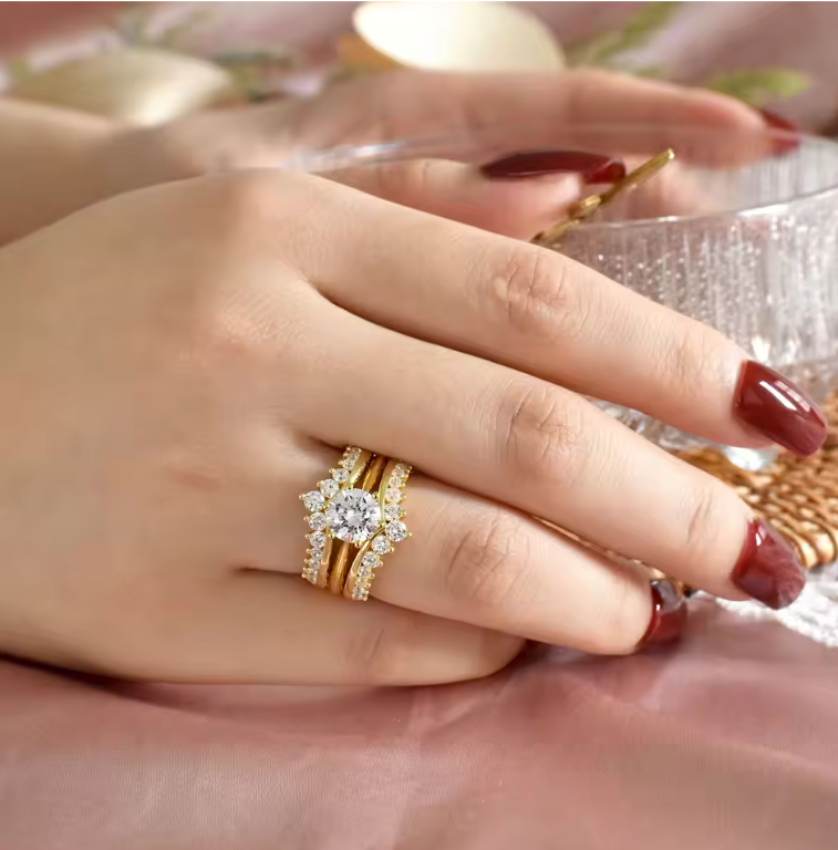 Moissanite Vintage Stackable Wedding Rings