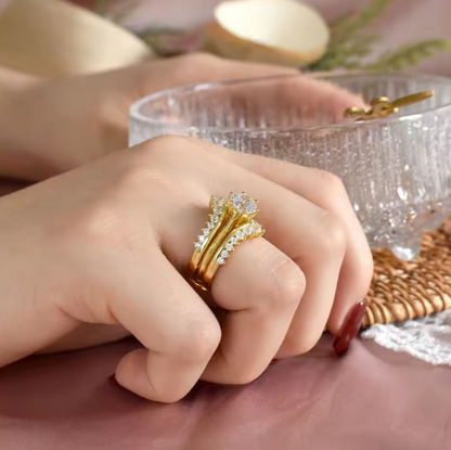 Moissanite Vintage Stackable Wedding Rings
