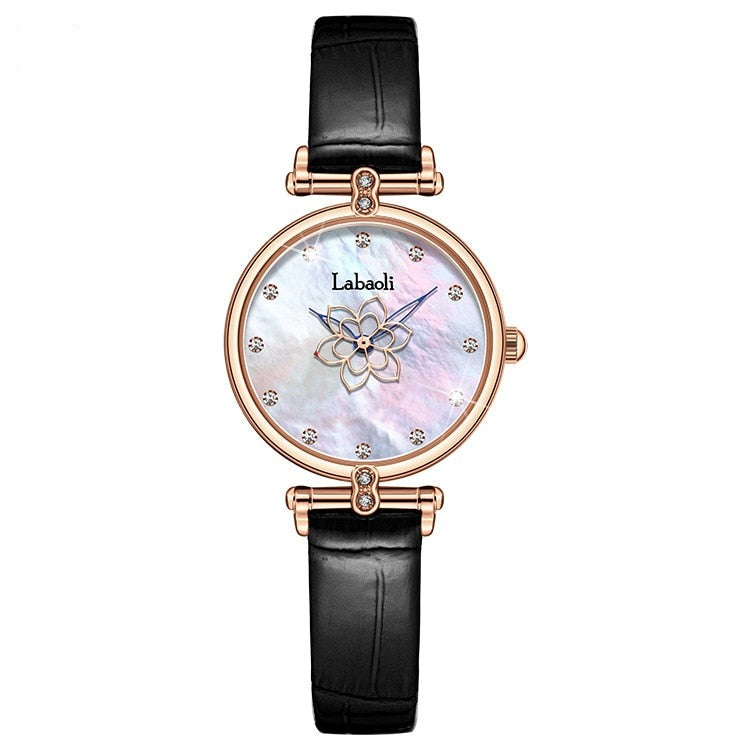 Leather Rose Gold Women Watch