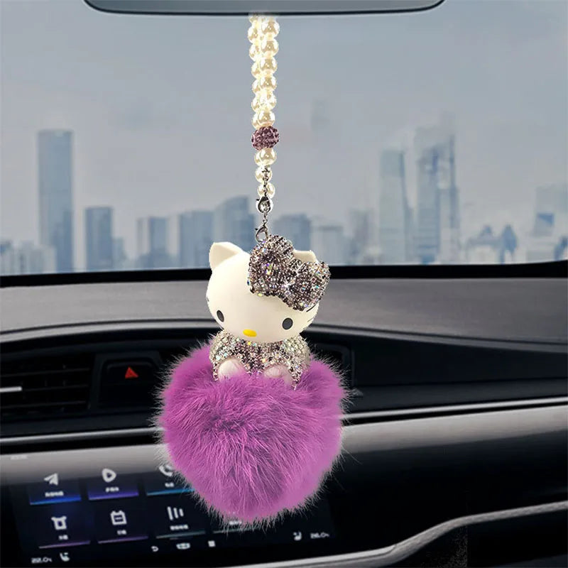 Cute Rhinestone Hello Kitty Car Pendant